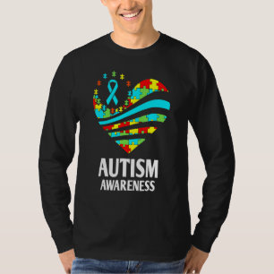 Camiseta Autismo Sensibilização Das Mulheres Coração Apoio 
