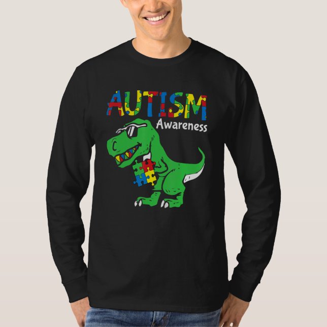 Camiseta Autismo Sensibilização Dino Autista Toddler Bote D (Frente)