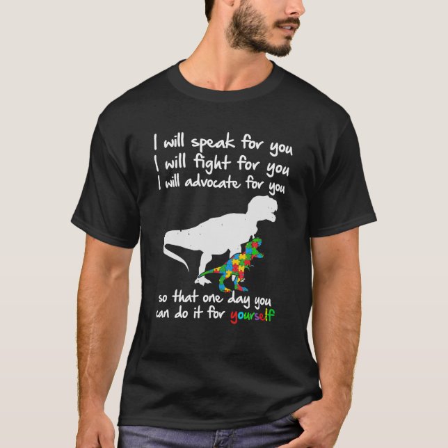 Camiseta Autismo Sensibilização Dinossauro Mãe Professora E (Frente)