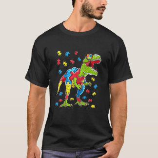 Camiseta Autismo Sensibilização Dinossauro Quebra-cabeça Pi