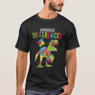 Camiseta Autismo Sensibilização Dinossauro T Rex Coraçã