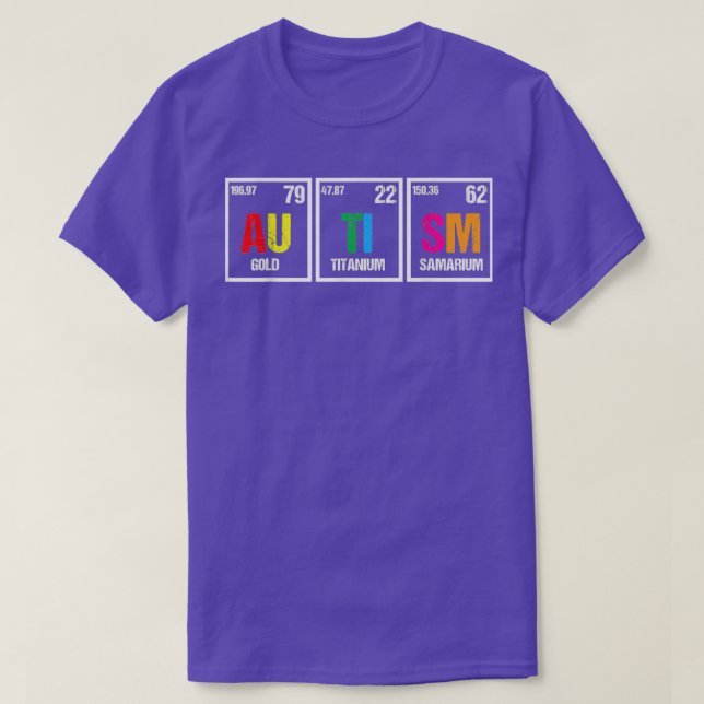 Camiseta Autismo Sensibilização Elemento Químico (Frente do Design)
