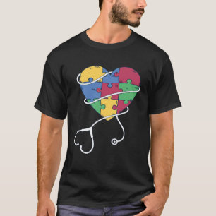 Camiseta Autismo Sensibilização Enfermeira Quebra-cabeça do