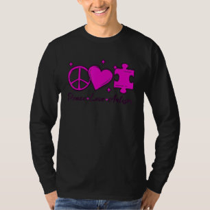 Camiseta Autismo Sensibilização Engraçada Paz Amor Garota Q