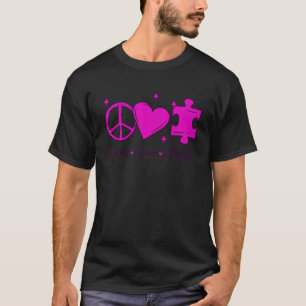 Camiseta Autismo Sensibilização Engraçada Paz Amor Garota Q