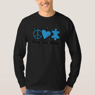 Camiseta Autismo Sensibilização Engraçada Paz Amor Meninos