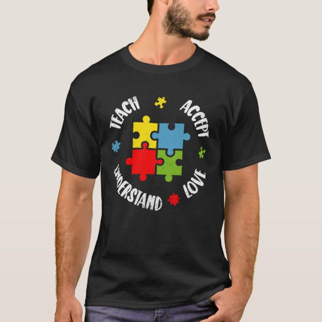 Camiseta Autismo Sensibilização Ensino Ensino Ensino L (Frente)