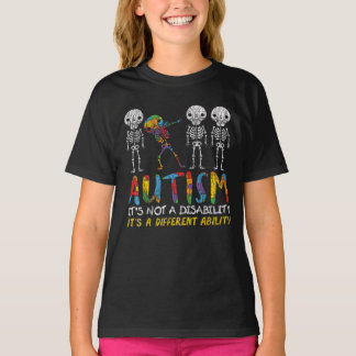 Camiseta Autismo Sensibilização Esqueleto Dabitando Criança