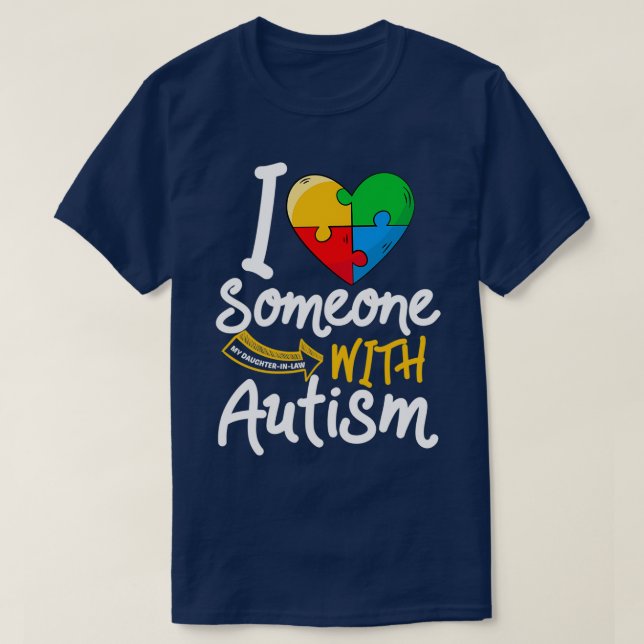 Camiseta Autismo Sensibilização Filha de Direito Eu Amo Alg (Frente do Design)
