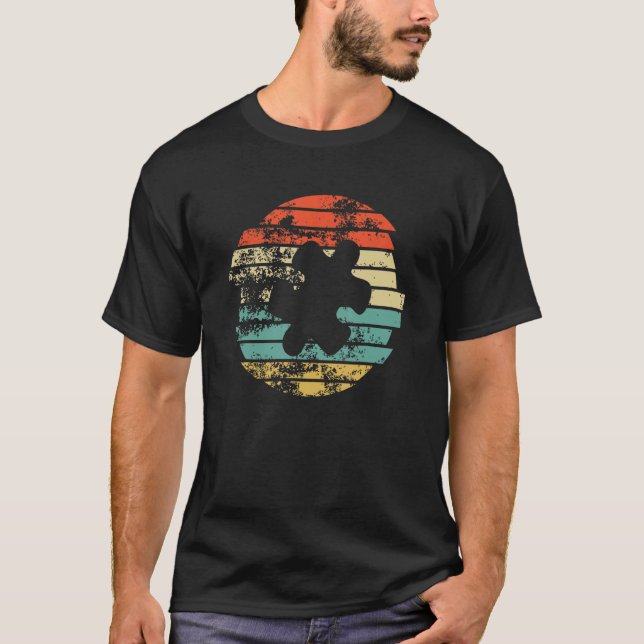 Camiseta Autismo Sensibilização Filho Vintage Quebra-cabeça (Frente)