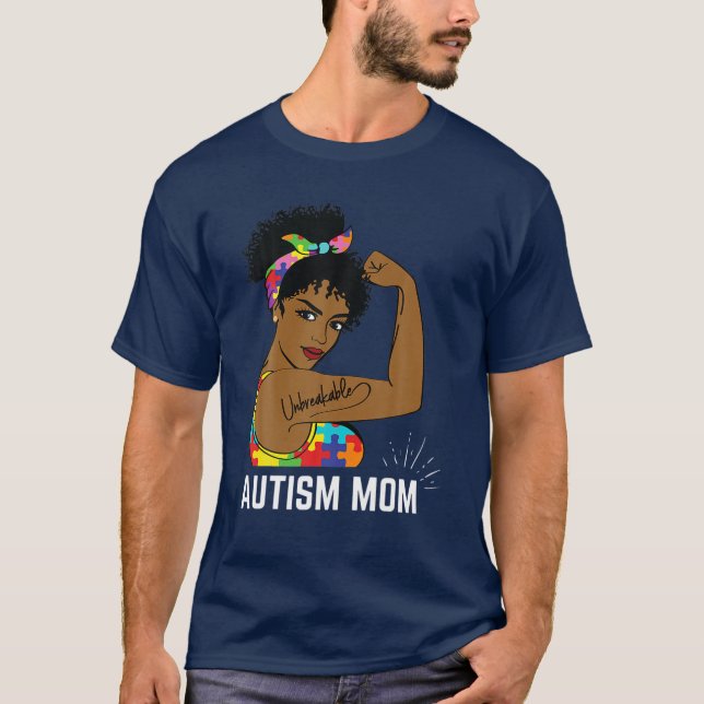 Camiseta Autismo Sensibilização Forte Mãe Depois Mãe Negra  (Frente)