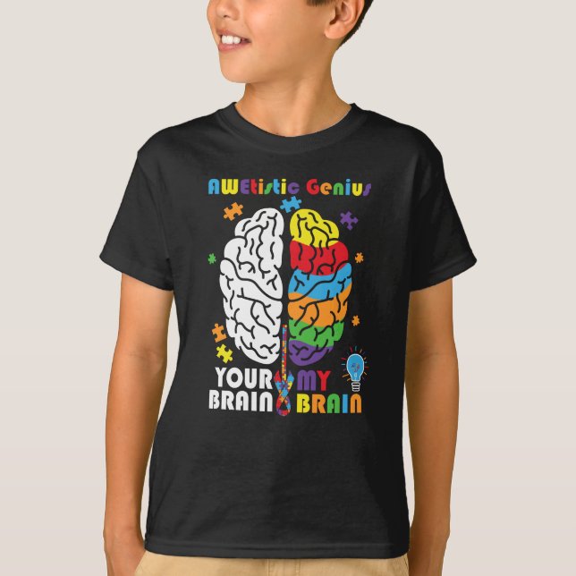 Camiseta Autismo Sensibilização Genial Awetista Cérebro Aut (Frente)