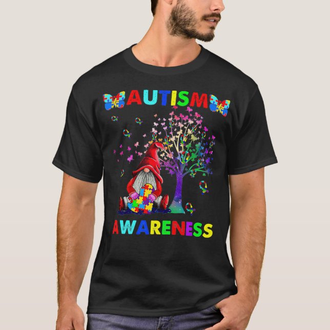 Camiseta Autismo Sensibilização Gnomos Autismo de fita (Frente)