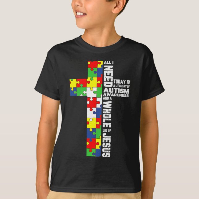 Camiseta Autismo Sensibilização Jesus Cristo Quebra-cabeça  (Frente)