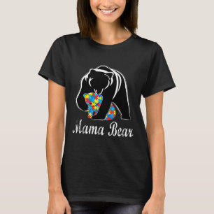 Camiseta Autismo Sensibilização Mamã Bear Suporte a Adultos