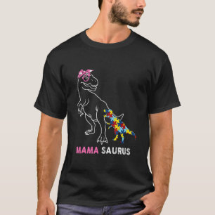 Camiseta Autismo Sensibilização Mama Saurus Dinossaur Quebr