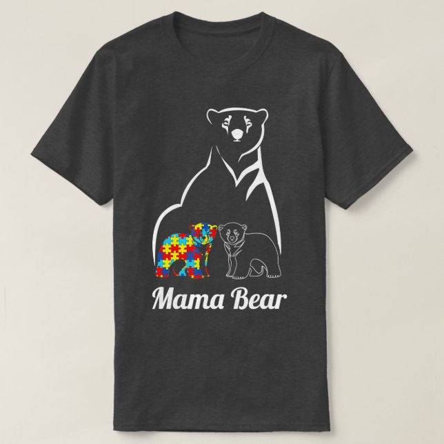 Camiseta Autismo Sensibilização Mamãe Ursa Mãe Criança Auti (Frente do Design)