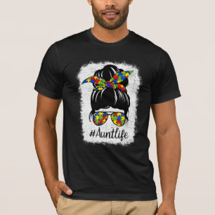 Camiseta Autismo Sensibilização Mensagem Bun Autie Tia Moça