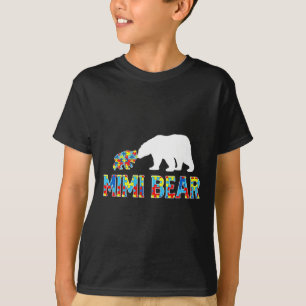 Camiseta Autismo Sensibilização Mimi Bear Quebra-cabeça de