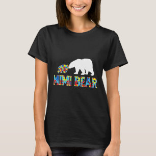 Camiseta Autismo Sensibilização Mimi Bear Quebra-cabeça de 
