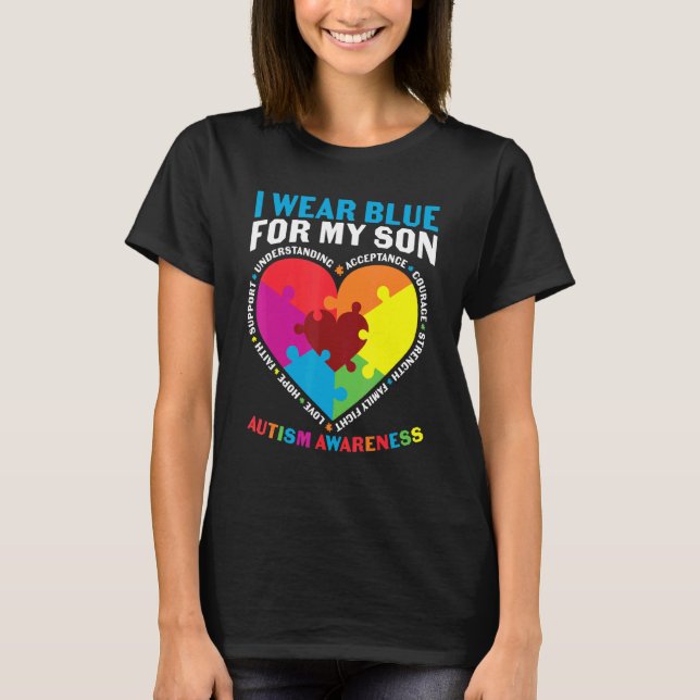 Camiseta Autismo Sensibilização Mulheres Eu Visto Azul Para (Frente)