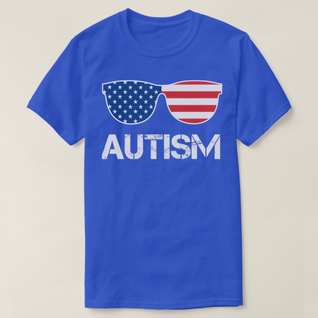 Camiseta Autismo Sensibilização Óculos de sol (Frente do Design)