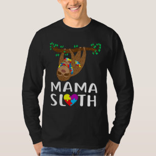 Camiseta Autismo Sensibilização Orgulhosa Mamã Sloth Baby S