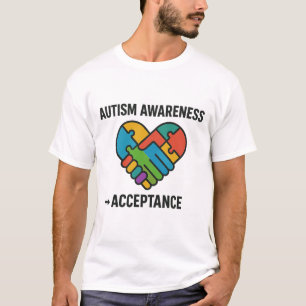 Camiseta Autismo Sensibilização para a Aceitação de Mãos Qu