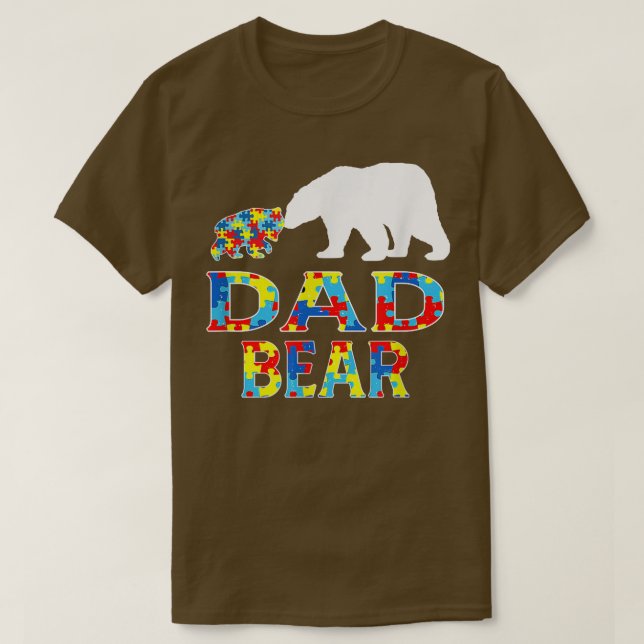 Camiseta Autismo Sensibilização para o Urso de Pai Suporte  (Frente do Design)