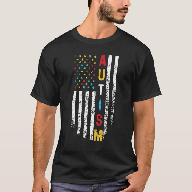 Camiseta Autismo Sensibilização Para Os Homens Pais Mulhere (Frente)