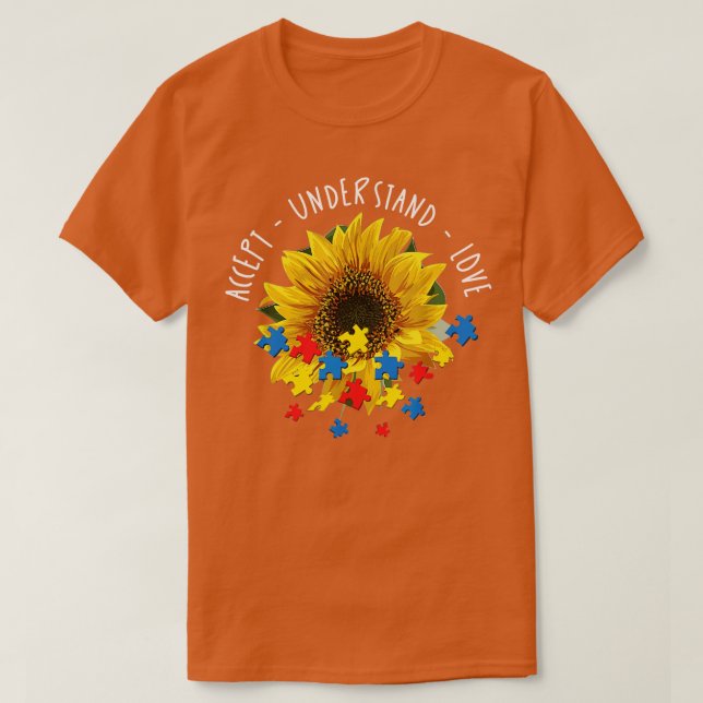 Camiseta Autismo Sensibilização Presente do Lover de Girass (Frente do Design)
