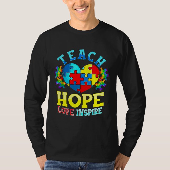Camiseta Autismo Sensibilização Professora Ensina Esperança (Frente)