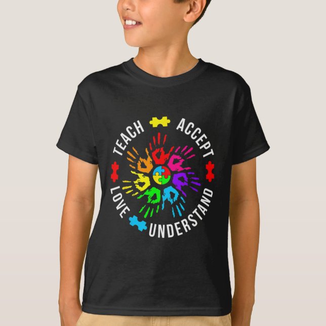 Camiseta Autismo Sensibilização Professora Quebra-cabeça de (Frente)