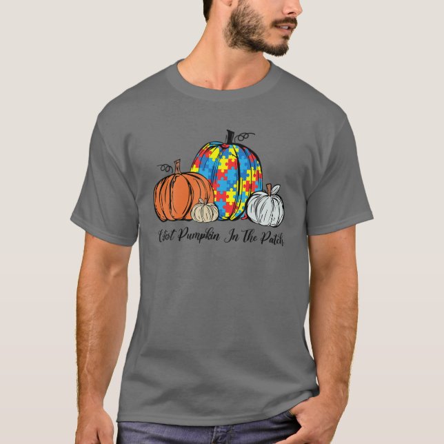 Camiseta Autismo Sensibilização Pumpkin Mais Corajoso Na Qu (Frente)