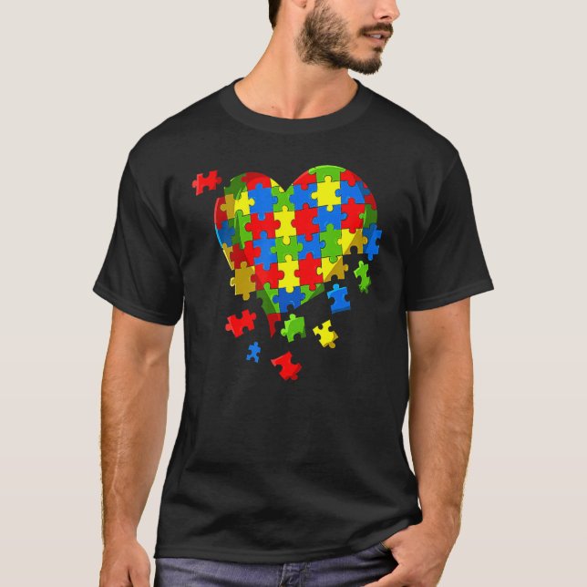 Camiseta Autismo Sensibilização Quebra-cabeça Coração Ser A (Frente)