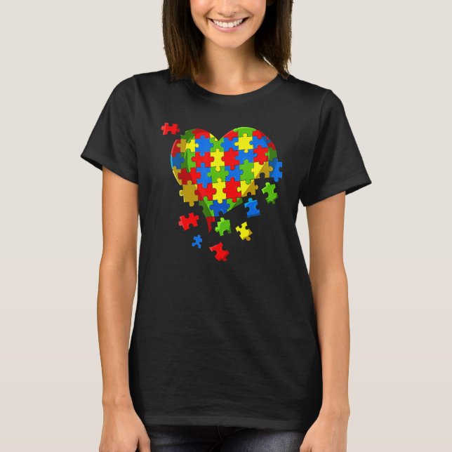 Camiseta Autismo Sensibilização Quebra-cabeça Coração Ser A (Frente)