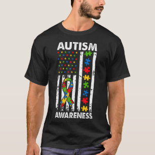 Camiseta Autismo Sensibilização Quebra-cabeça de Bandeira A
