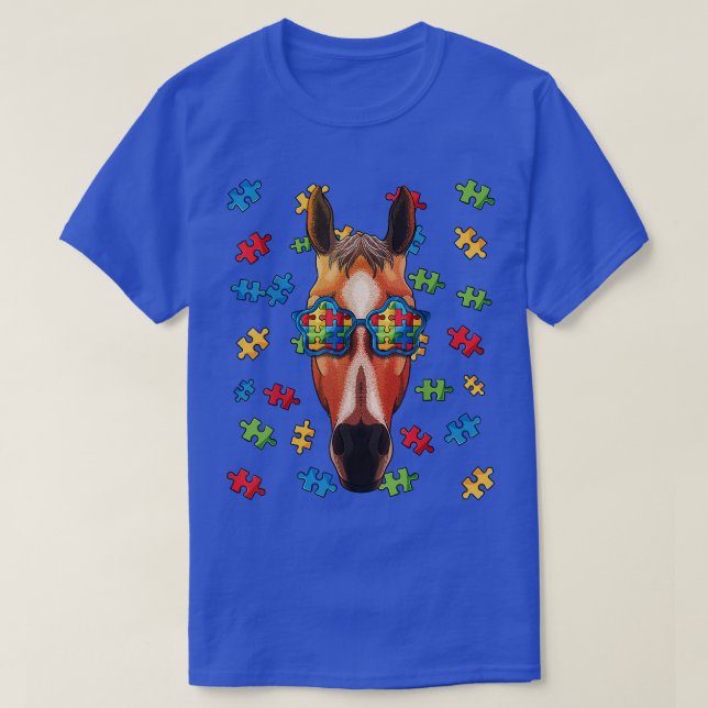 Camiseta Autismo Sensibilização Quebra-cabeça Óculos de sol (Frente do Design)
