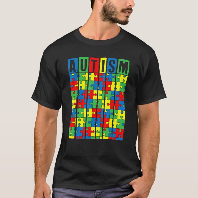 Camiseta Autismo Sensibilização Quebra-cabeça Piece Garotas (Frente)