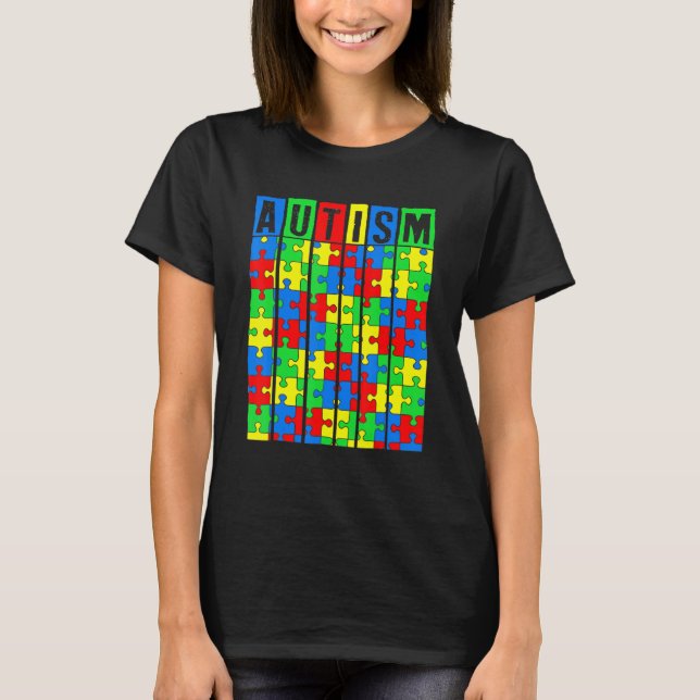Camiseta Autismo Sensibilização Quebra-cabeça Piece Garotas (Frente)