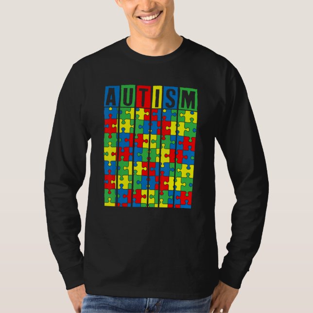 Camiseta Autismo Sensibilização Quebra-cabeça Piece Garotas (Frente)