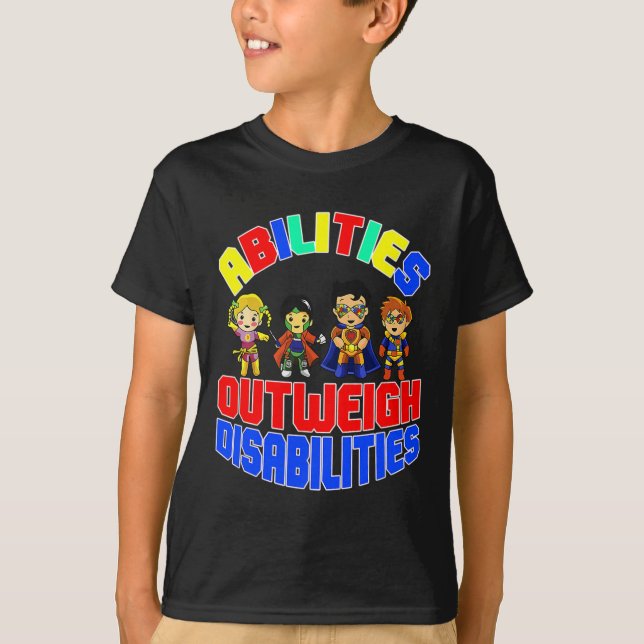 Camiseta Autismo Sensibilização Rapazes Supera as Deficiênc (Frente)