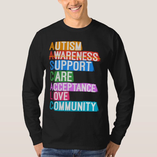 Camiseta Autismo Sensibilização Suporte Aceitação de Cuidad (Frente)