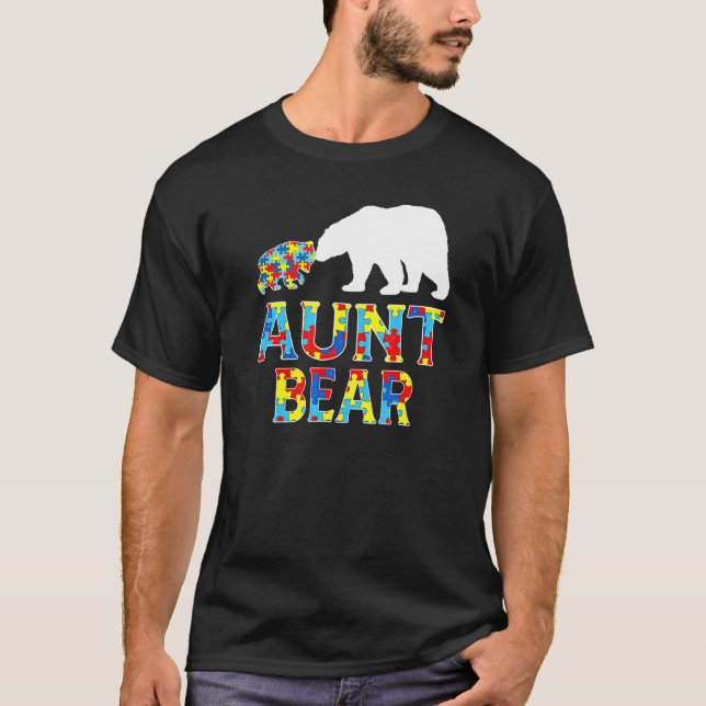 Camiseta Autismo Sensibilização Tia Urso Quebra-cabeça (Frente)