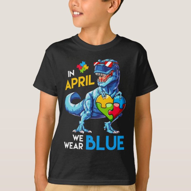Camiseta Autismo Sensibilização Trex Dino Dinossauro Dinoss (Frente)