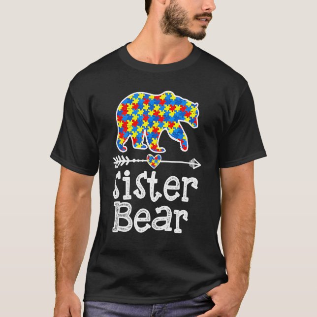 Camiseta Autismo Sensibilização Urso Irmã Suporte a Adul Au (Frente)