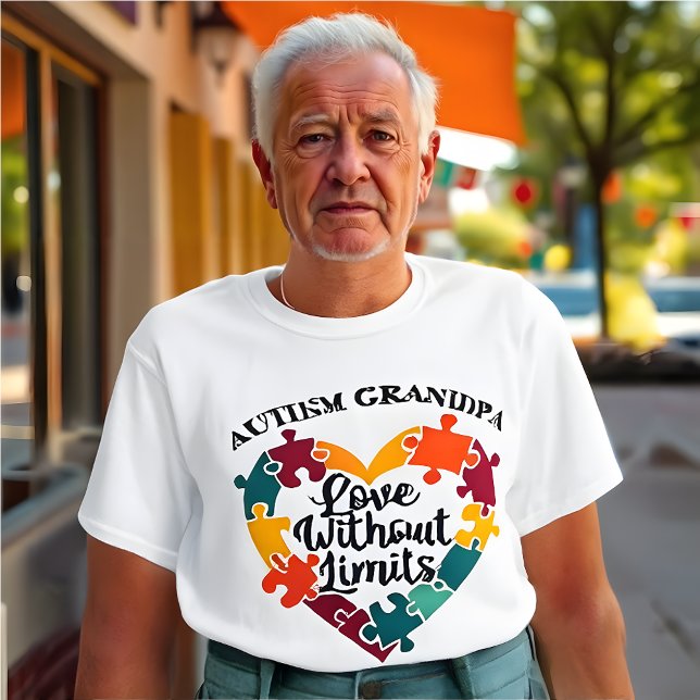 Camiseta Autismo Sensibilização Vovô: Amor Sem Limites (Autism Awareness T-Shirt- Grandfather)
