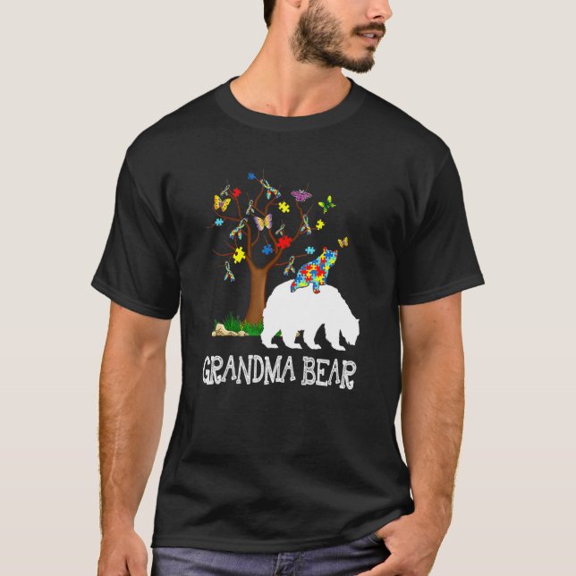 Camiseta Autismo Sensibilização Vovó Urso Suporta Autista (Frente)