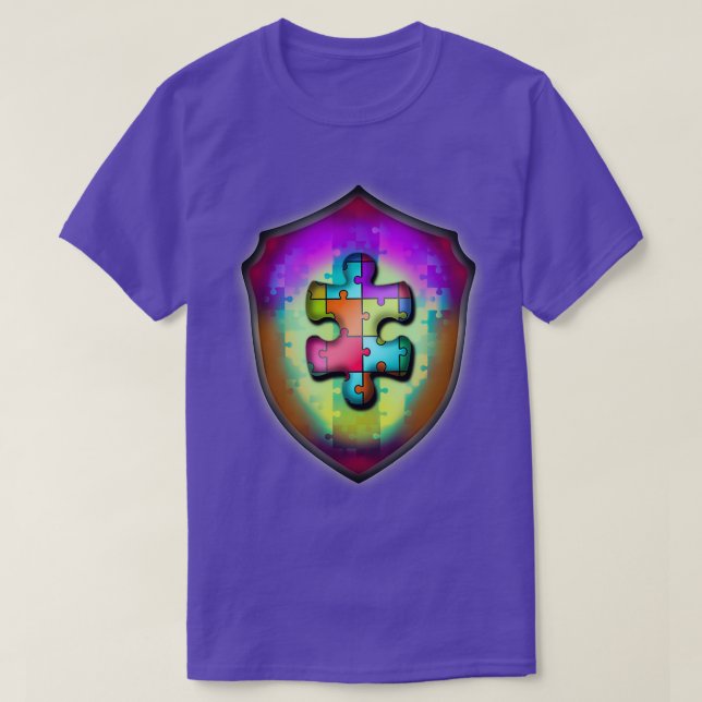 Camiseta Autismo shield quebra-cabeça de autismo (Frente do Design)