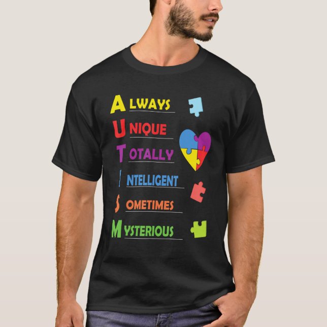 Camiseta Autismo Sigla E Peça De Quebra-Cabeça (Frente)